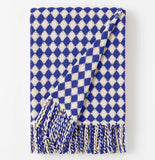 Burel Factory - Plaid/deken 100% wol, blauw geruit dessin