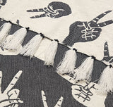 Plaid Peace teken, donkergrijs -  130x180 cm