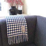 Burel Factory - Plaid/deken 100% wol, blauw geruit dessin