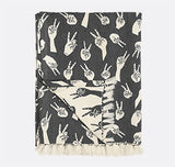 Plaid Peace teken, donkergrijs -  130x180 cm