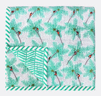 Speelkleed en/of deken: Palmboom plukkers, mintgroen